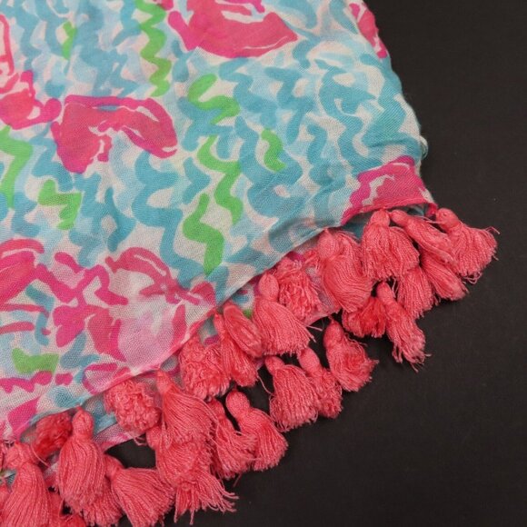 Lilly Pulitzer Riley Infinity Loop Rayon Lobstah Roll Tassel Fringe Scarf Pink - Picture 7 of 12